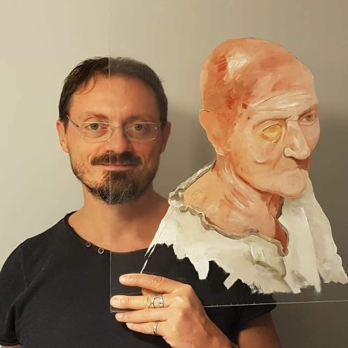 Artista Roberto Pavoni con Gouache
